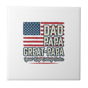 Papa Great-Papa Patriotisches Vintage-Familien-Shi Fliese
