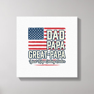 Papa Great-Papa Patriotisches Vintage-Familien-Shi Leinwanddruck