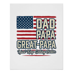 Papa Great-Papa Patriotisches Vintage-Familien-Shi Poster