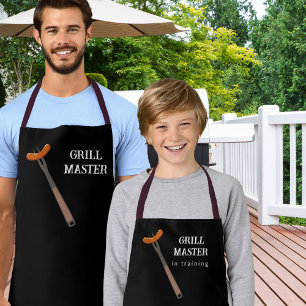 Papa Grill Meister Vater Sohn BBQ Schwarz Schürze