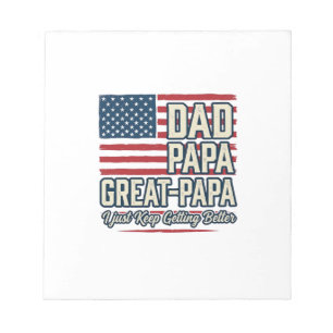 Papa Großpapa patriotisches Vintage-Familien-Shirt Notizblock