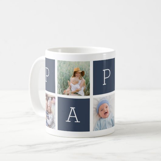 Papa | Großvater 5 FotoCollage Kaffeetasse (Vorderseite Links)