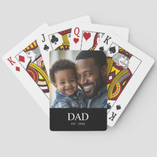 Papa gründete einfaches schwarzes Foto  Spielkarten