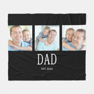 Papa hat 3 Foto Schwarz gegründet Fleecedecke