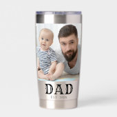 Papa hat Black Typography 2 Foto gegründet Thermobecher (Rückseite)