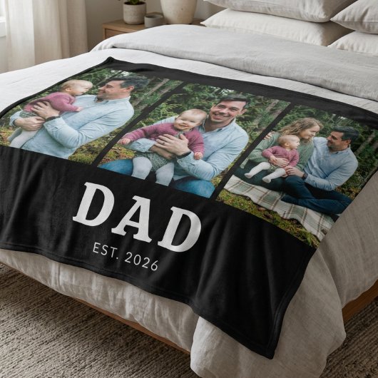 Papa hat Bold Modern Black 3 Foto gegründet Fleecedecke