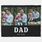 Papa hat Bold Modern Black 3 Foto gegründet Fleecedecke (Vorderseite (Horizontal))
