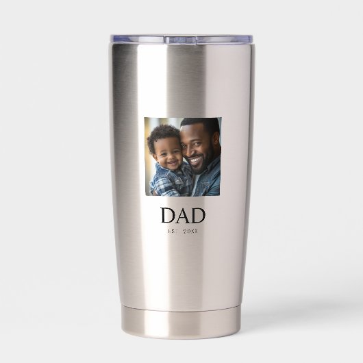 Papa hat einfaches Schwarz 2 Foto eingerichtet Thermobecher (Rückseite)