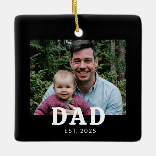 Papa hat Foto-Geschenk gegründet Keramikornament (Vorderseite)