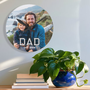 Papa hat moderne fette Typografie-Foto eingerichte Runde Wanduhr