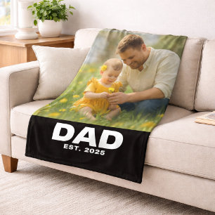 Papa hat modernes schwarzes Foto gegründet Fleecedecke