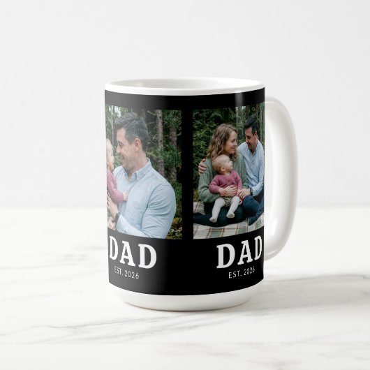 Papa hat mutig modernes Schwarz 3 Foto eingerichte Kaffeetasse (VorderseiteRechts)