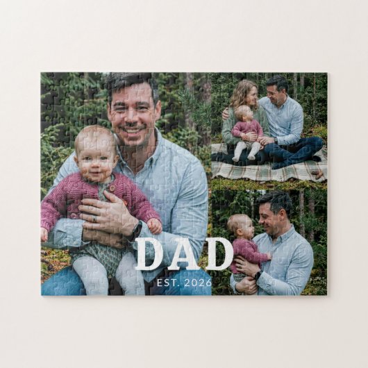 Papa hat mutig modernes Schwarz 3 Foto eingerichte Puzzle (Horizontal)