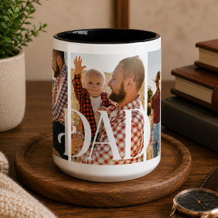 Papa hat personalisiertes Familienfoto erstellt Zweifarbige Tasse