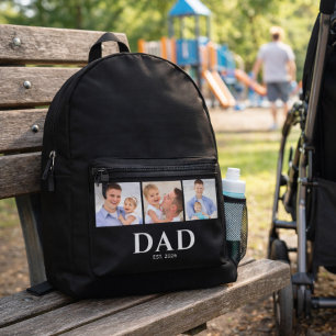 Papa hat Schwarz 3 Foto eingerichtet  Bedruckter Rucksack