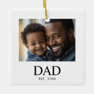 Papa hat Schwarz Weiß Einfaches Foto gegründet Keramikornament