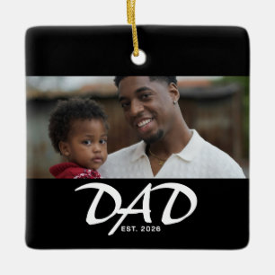 Papa hat Schwarz Weiß Fett Foto erstellt Keramikornament