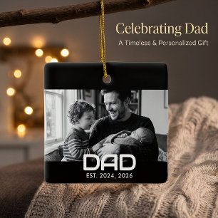 Papa hat Schwarz Weiß Fett Foto erstellt Keramikornament