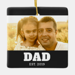 Papa hat Schwarz Weiß Fettfoto gegründet Keramikornament