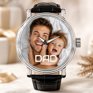 Papa hat Schwarz-Weiß-Foto mit Stil erstellt Armbanduhr