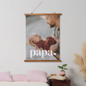Papa Heart - Erstes Foto des Vaters Wandteppich Mit Holzrahmen (Schlafzimmer)