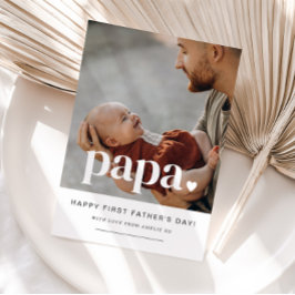 Papa Heart - Foto-Karte des ersten Vaters Einladung