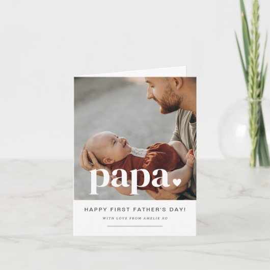 Papa Heart - Foto-Karte des ersten Vaters Einladung (Vorderseite)