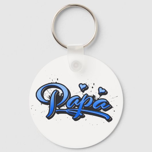 Papa-Heart-Graffiti-Button-Schlüsselger Schlüsselanhänger (Vorderseite)