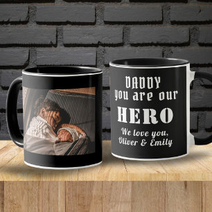 Papa Held Vater-Tag Familienfoto Schwarz Tasse