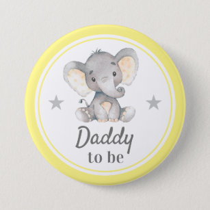 Papa ist eine junge Papa Yellow Elephant Baby Dusc Button