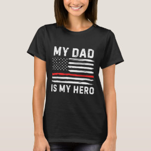 Papa ist mein Held Feuerwehrmann rote Linie amerik T-Shirt