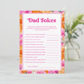 Papa Jokes Pink & Floral Baby Duschgame Einladung (Stehend Vorderseite)