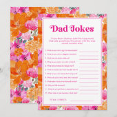 Papa Jokes Pink & Floral Baby Duschgame Einladung (Vorne/Hinten)