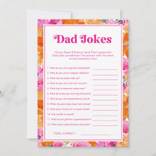Papa Jokes Pink & Floral Baby Duschgame Einladung