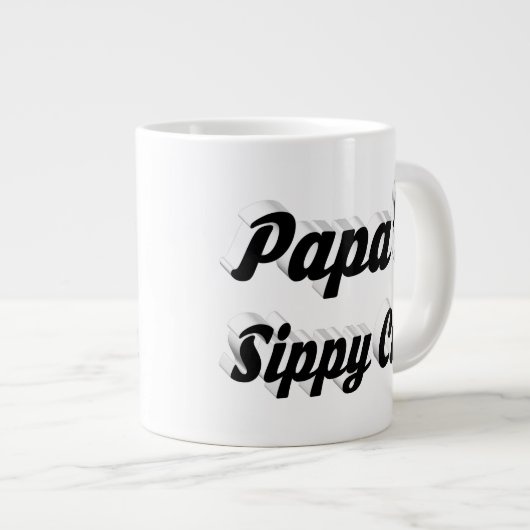 Papa-Kaffee Zitat schwarzer Halbtext Jumbo-Tasse (Vorderseite Rechts)