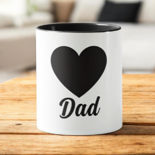 Papa - Klassische schwarze Herz-Typografie Tasse