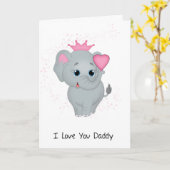 Papa, kleine ElefantenPrinzessin mit rosa Herz Karte (Gelbe Blume)
