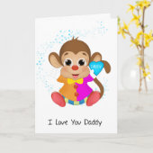 Papa, kleiner Affe mit blauem Herzen Karte (Gelbe Blume)