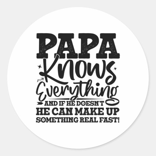 Papa Know Everything Fathers Day Cool Father Funny Runder Aufkleber (Vorderseite)