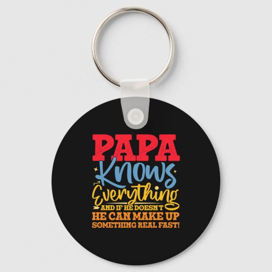 Papa Know Everything Fathers Day Cool Father Funny Schlüsselanhänger (Vorderseite)