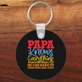Papa Know Everything Fathers Day Cool Father Funny Schlüsselanhänger (Vorderseite)