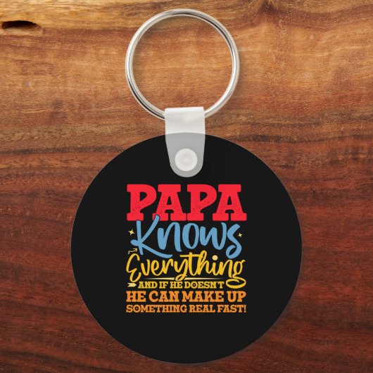 Papa Know Everything Fathers Day Cool Father Funny Schlüsselanhänger (Vorderseite)