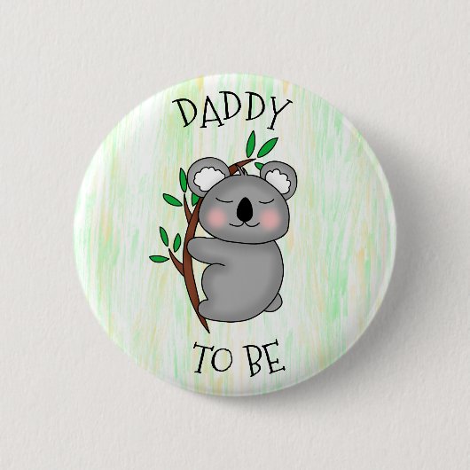 Papa | Koala thematied Baby Dusche Button (Vorderseite)
