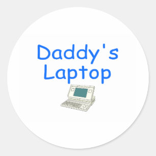 Papa-Laptop Runder Aufkleber