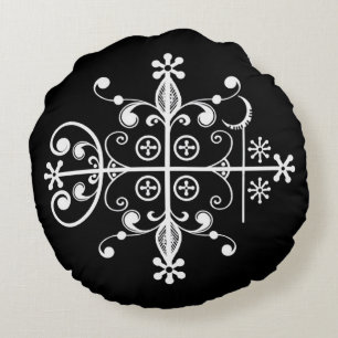 Papa Legba Voodoo Veve Kunst-Kissen Rundes Kissen