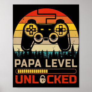 Papa-Level freigeschaltet Retro Vintage Gamer Vide Poster