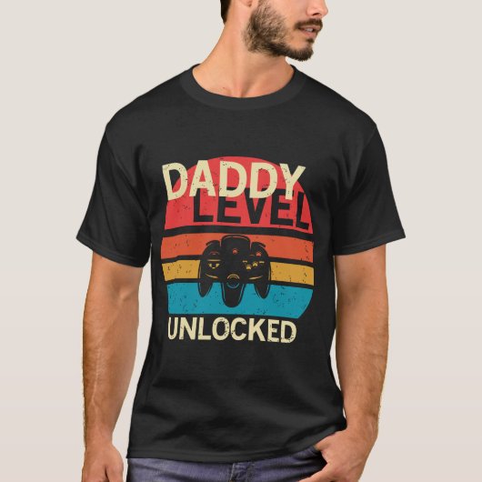 Papa Level Uncked Funny New Dad, Gaming Design, T-Shirt (Vorderseite)