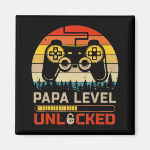 Papa Level Unlocks Retro Vintag Gamer Video Game Magnet