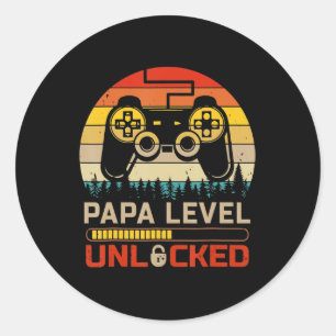 Papa Level Unlocks Retro Vintag Gamer Video Game Runder Aufkleber