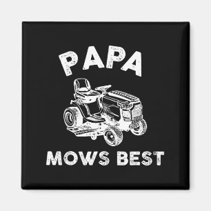 Papa mäht lustigen Rasenmäher Vatertag Opa Magnet